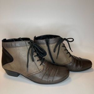 Remonte Side Zip Lace Up Ankle Booties Leather Womens Brown black Multi 8